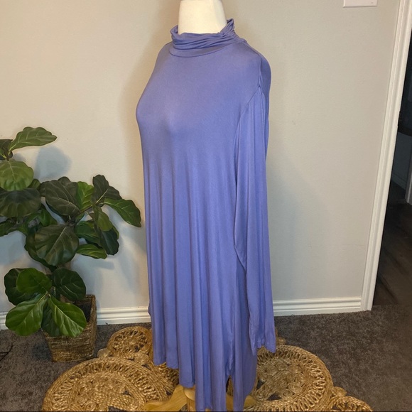 Plus Size Soft Surroundings Blue Mock Neck Tunic Dress - Picture 5 of 8